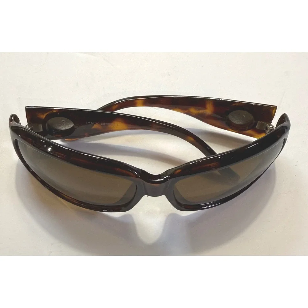 Tous Italy Design Tortoise Sunglasses Brown Lens Silver Bear Logo PS7069
